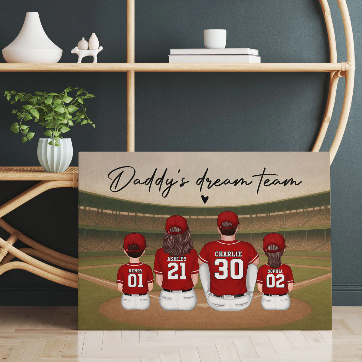 Retro Vintage Baseball Family Daddy's Dream Team Personalized Wrapped Canvas| Unique Father's Day Gift For Dad - Image 4