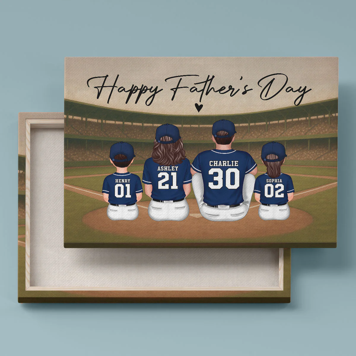 Retro Vintage Baseball Family Daddy's Dream Team Personalized Wrapped Canvas| Unique Father's Day Gift For Dad - Image 7