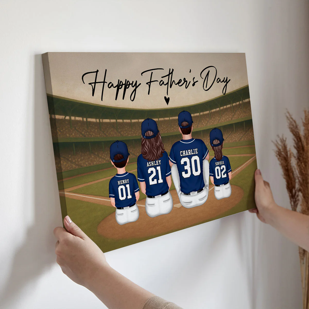 Retro Vintage Baseball Family Daddy's Dream Team Personalized Wrapped Canvas| Unique Father's Day Gift For Dad - Image 9