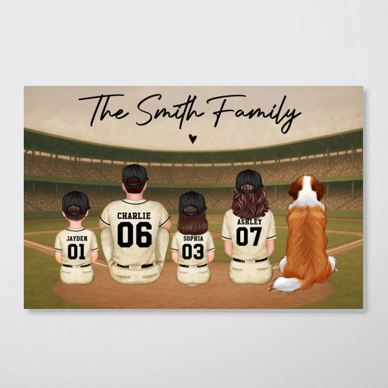Retro Vintage Baseball Family Personalized Poster - Image 20