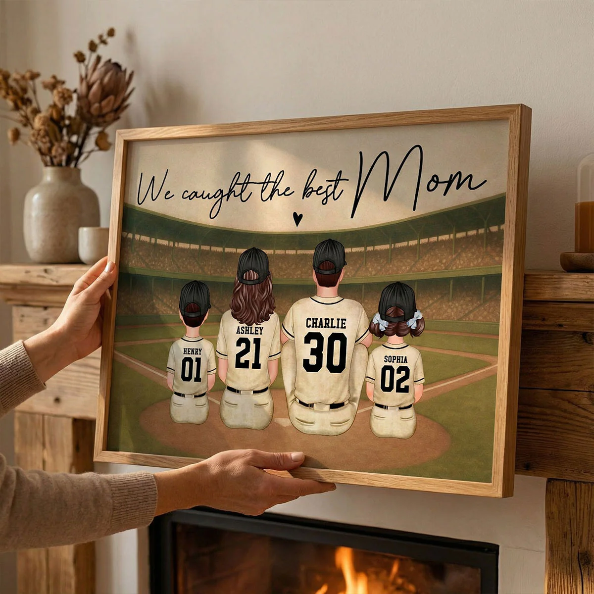 Retro Vintage Baseball Family We Caught The Best Mom - Personalized Poster - Mother's Day Gift For Mom - Image 3
