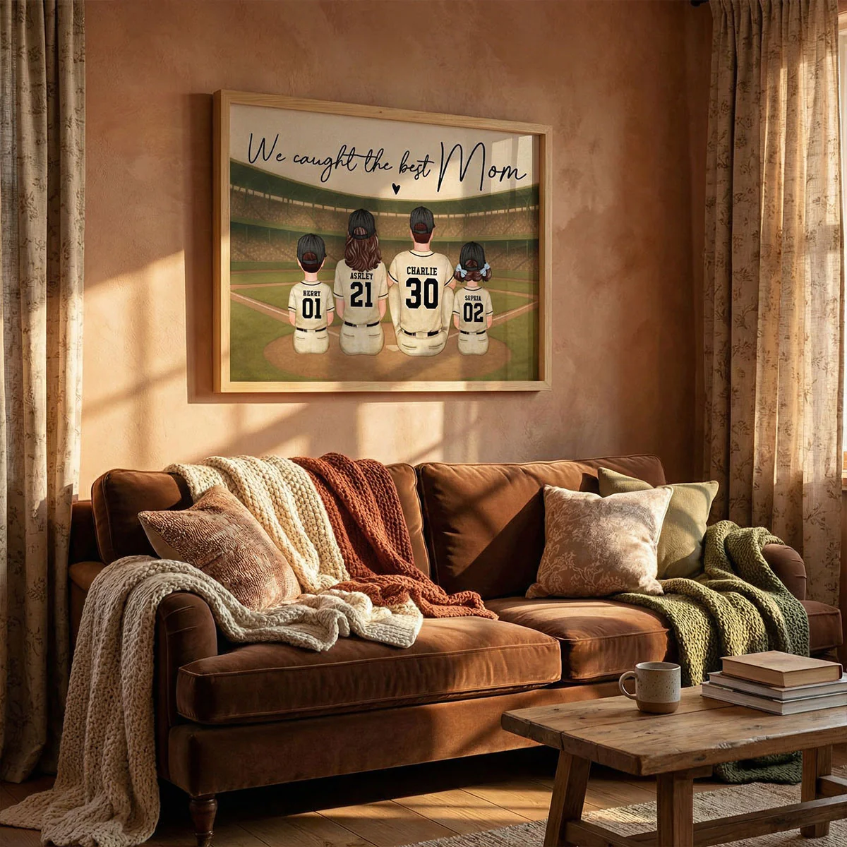 Retro Vintage Baseball Family We Caught The Best Mom - Personalized Poster - Mother's Day Gift For Mom - Image 6