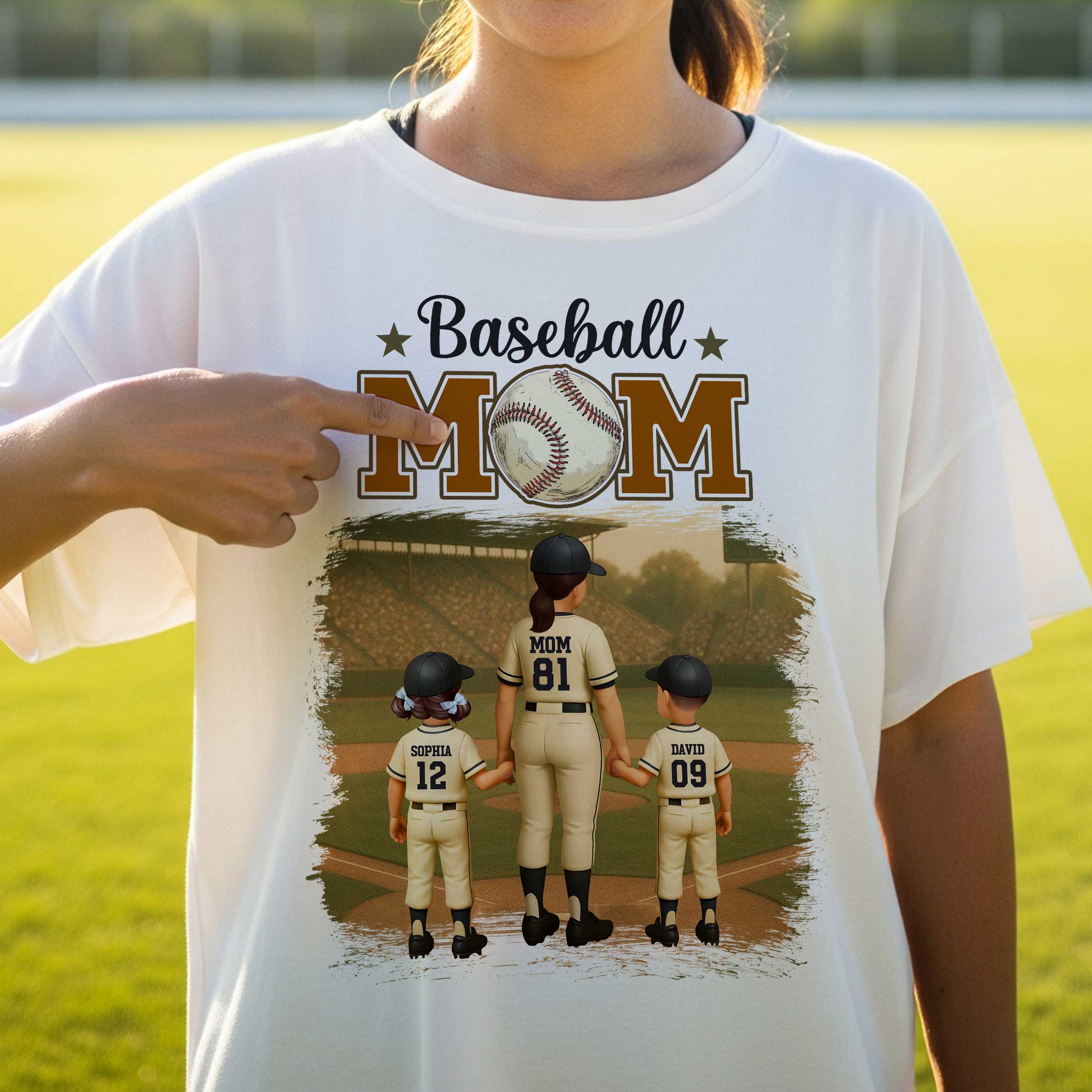 Retro Vintage Baseball Mom Personalized Shirt - Image 3