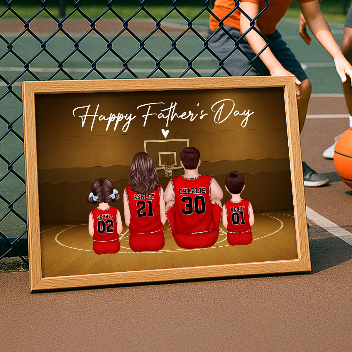 Retro Vintage Basketball Family Daddy's Dream Team Personalized Poster| Heartfelt Father's Day Gift For Dad - Image 2