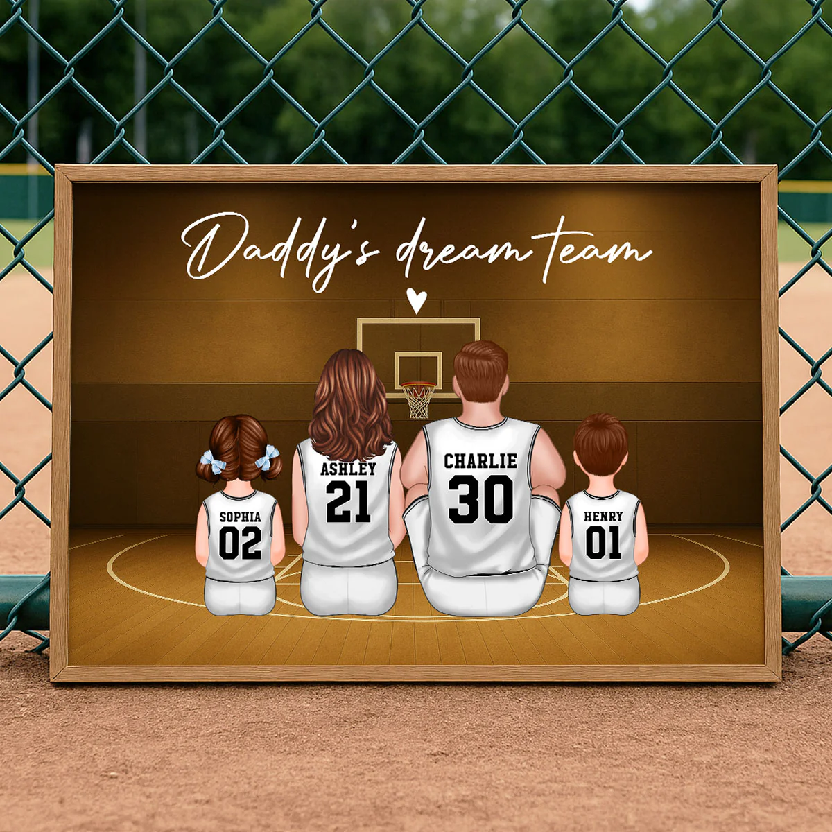 Retro Vintage Basketball Family Daddy's Dream Team Personalized Poster| Heartfelt Father's Day Gift For Dad - Image 7