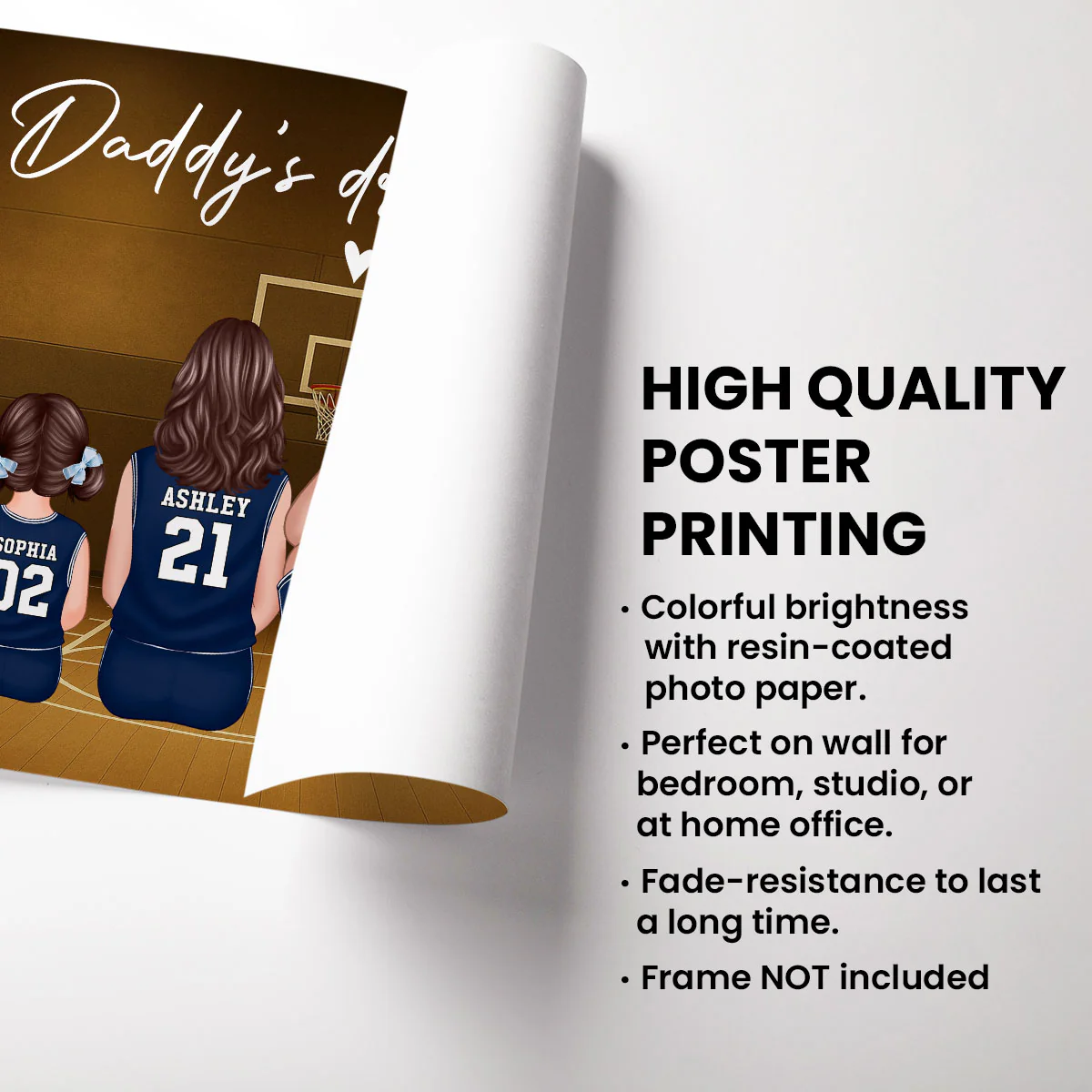 Retro Vintage Basketball Family Daddy's Dream Team Personalized Poster| Heartfelt Father's Day Gift For Dad - Image 8