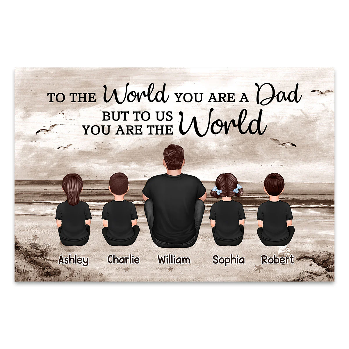 Dad And Sons Daughters Retro Vintage Beach - Personalized Poster - Gift For Dad, Husband - Image 3