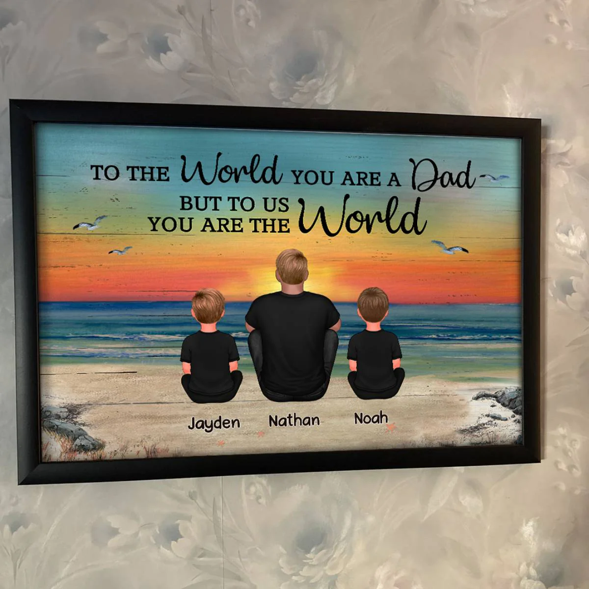 Dad And Sons Daughters Retro Vintage Beach - Personalized Poster - Gift For Dad, Husband - Image 9