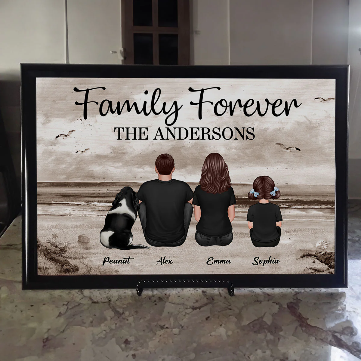 Family Sitting Retro Vintage Beach Landscape - Personalized Poster - Gift For Dad, Husband - Image 9
