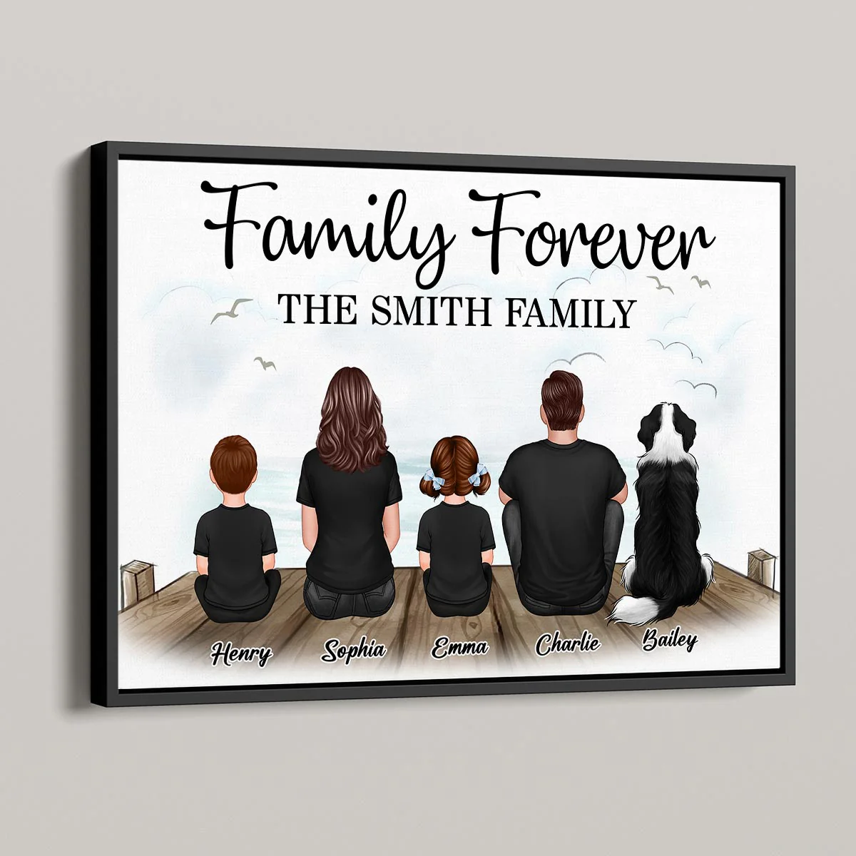 Retro Vintage Family Sitting On Bridge Personalized Horizontal Poster - Image 4