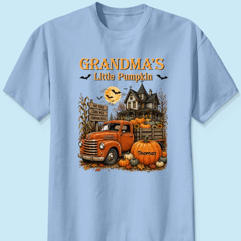 Retro Vintage Farmhouse Halloween Town Style Grandma's Little Pumpkins Truck - Personalized Shirt - Halloween Gift For Grandma - Image 16