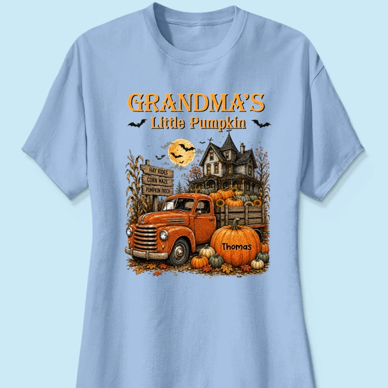 Retro Vintage Farmhouse Halloween Town Style Grandma's Little Pumpkins Truck - Personalized Shirt - Halloween Gift For Grandma - Image 22