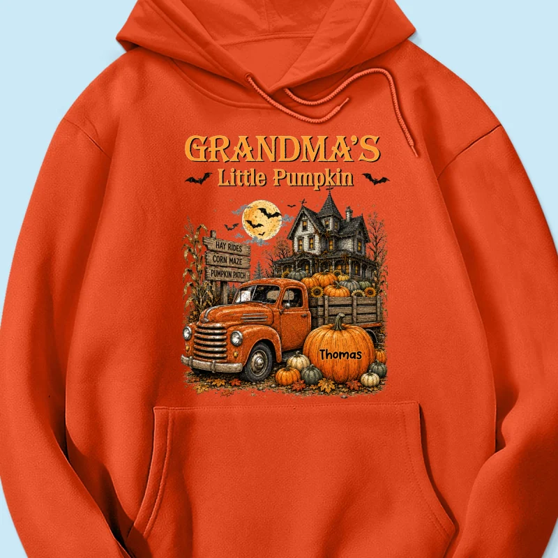 Retro Vintage Farmhouse Halloween Town Style Grandma's Little Pumpkins Truck - Personalized Shirt - Halloween Gift For Grandma - Image 28