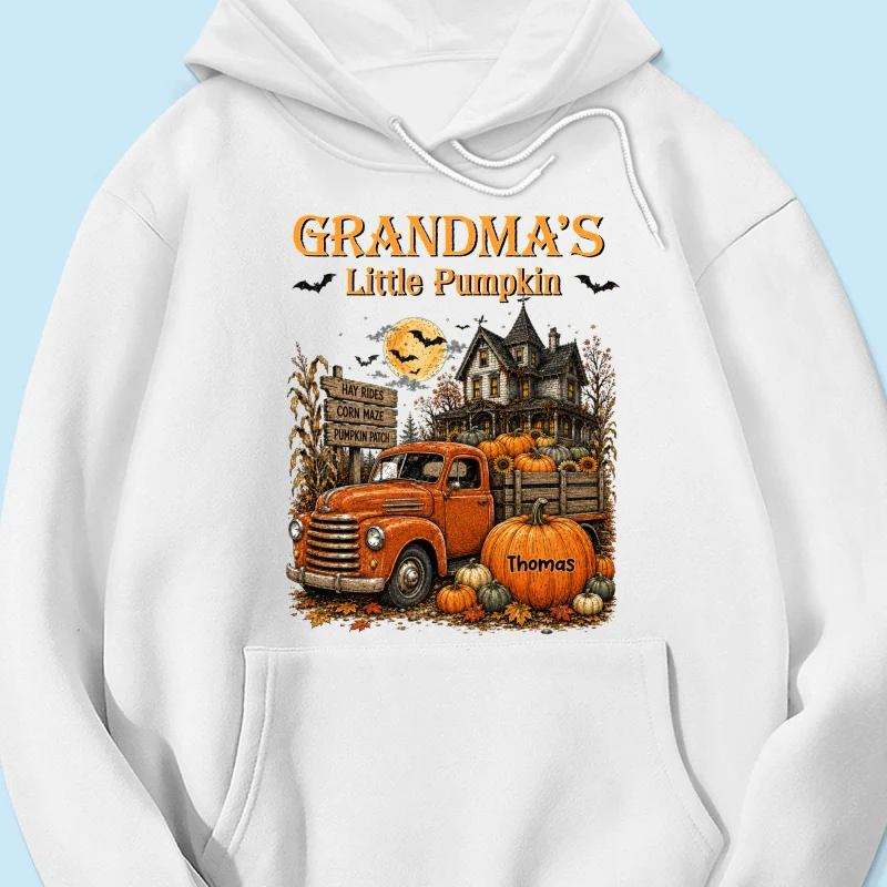 Retro Vintage Farmhouse Halloween Town Style Grandma's Little Pumpkins Truck - Personalized Shirt - Halloween Gift For Grandma - Image 29