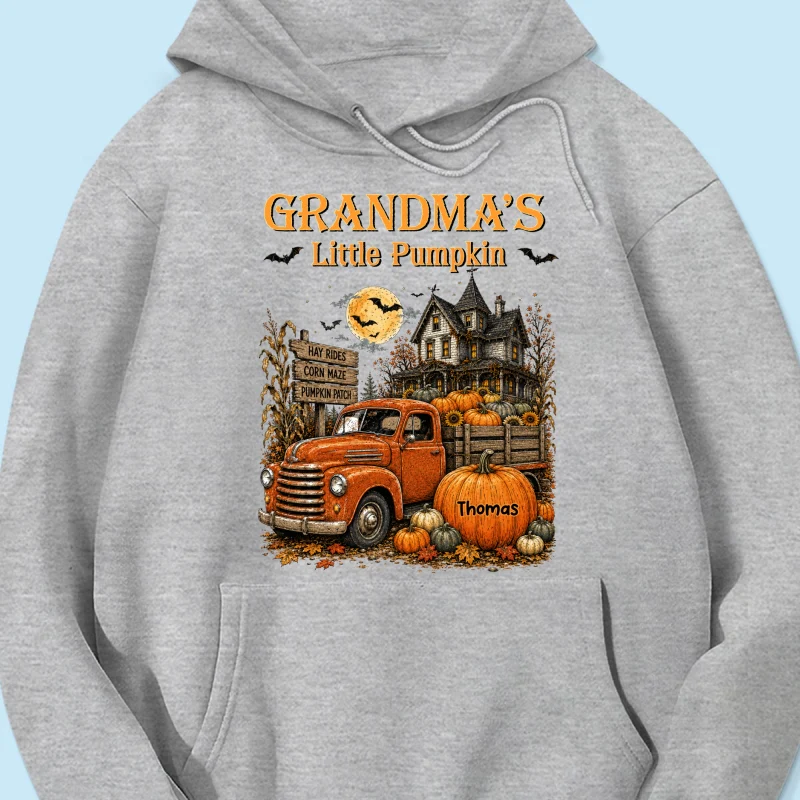 Retro Vintage Farmhouse Halloween Town Style Grandma's Little Pumpkins Truck - Personalized Shirt - Halloween Gift For Grandma - Image 30