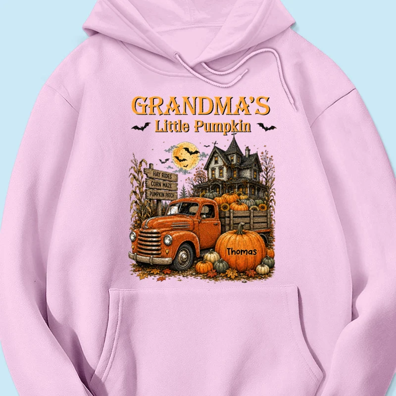 Retro Vintage Farmhouse Halloween Town Style Grandma's Little Pumpkins Truck - Personalized Shirt - Halloween Gift For Grandma - Image 31