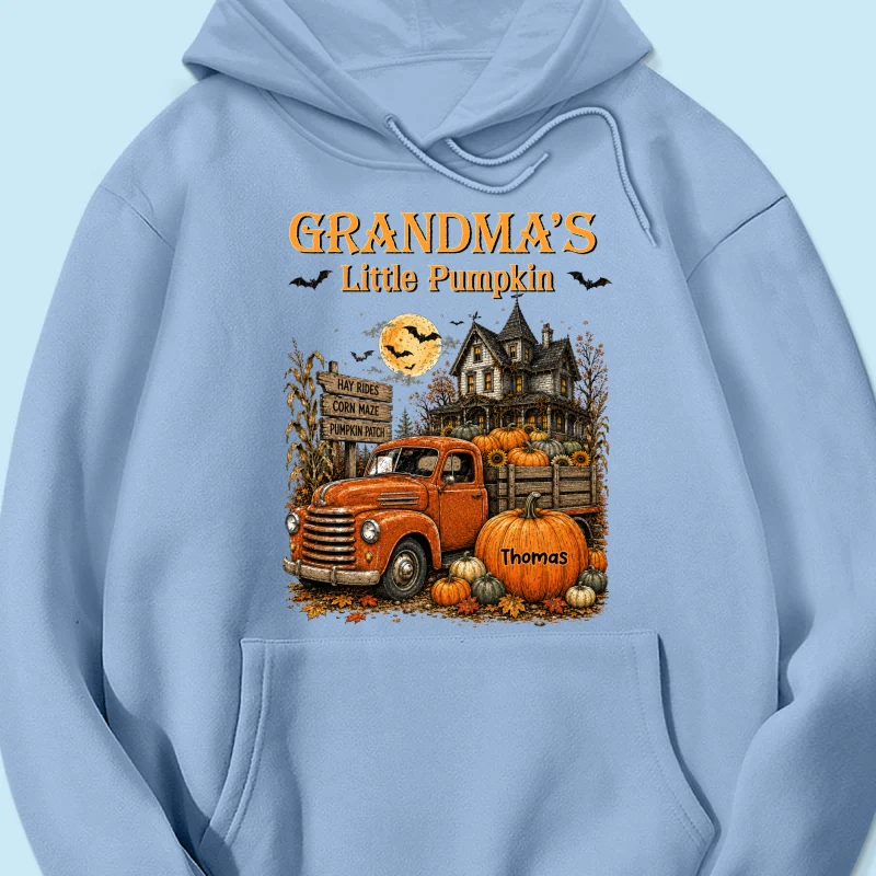 Retro Vintage Farmhouse Halloween Town Style Grandma's Little Pumpkins Truck - Personalized Shirt - Halloween Gift For Grandma - Image 32