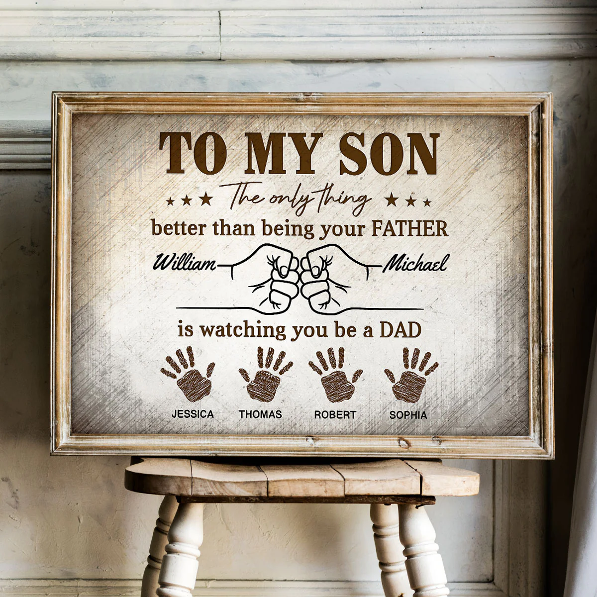 Retro Vintage From Dad To Son Watching You Be A Dad - Personalized Poster - Father's Day Gift For Son - Image 2