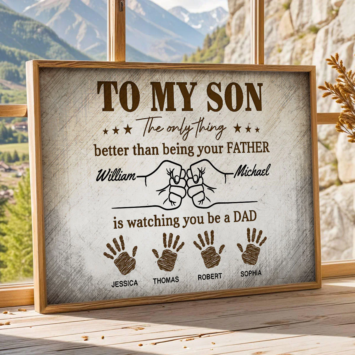 Retro Vintage From Dad To Son Watching You Be A Dad - Personalized Poster - Father's Day Gift For Son - Image 4