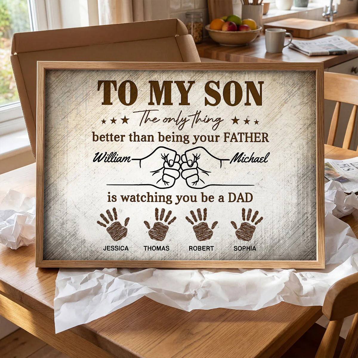 Retro Vintage From Dad To Son Watching You Be A Dad - Personalized Poster - Father's Day Gift For Son - Image 8