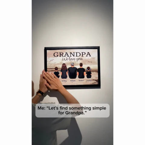 Grandpa And Grandsons Granddaughters Retro Vintage Beach Landscape Personalized Poster| Heartfelt Father's Day Gift For Grandpa From Grandkids - Image 2