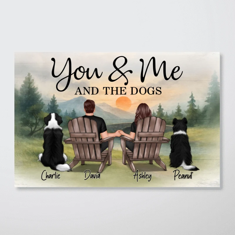 Retro Vintage Mountain Landscape Couple You Me And The Dogs Cats Personalized Poster| Heartfelt Gift For Dogs Lovers, Cats Lovers - Image 12