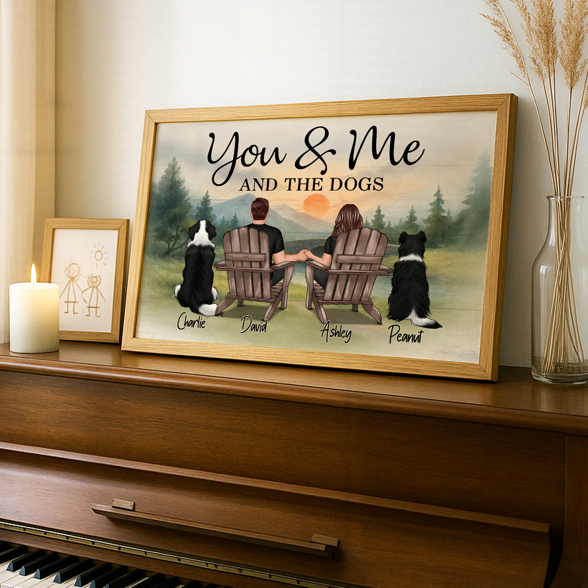 Retro Vintage Mountain Landscape Couple You Me And The Dogs Cats Personalized Poster| Heartfelt Gift For Dogs Lovers, Cats Lovers - Image 6