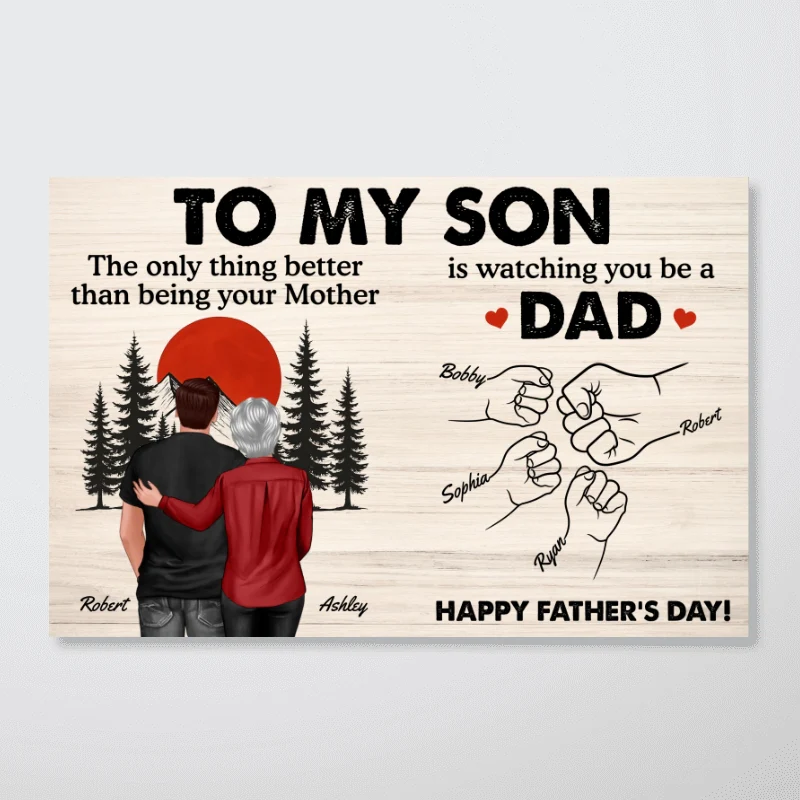 Retro Vintage Sunset To My Son Watching You Be A Dad - Personalized Poster - Father's Day Gift For Son - Image 11