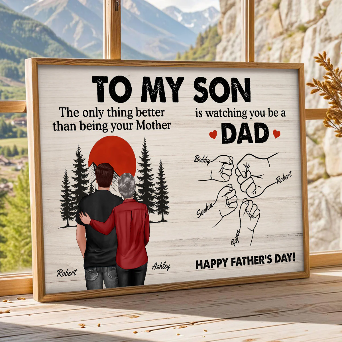 Retro Vintage Sunset To My Son Watching You Be A Dad - Personalized Poster - Father's Day Gift For Son - Image 2