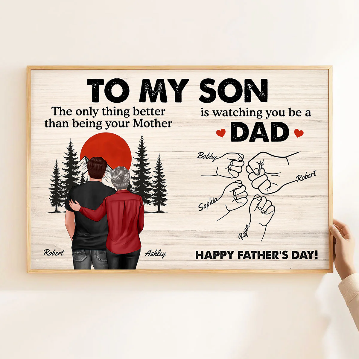 Retro Vintage Sunset To My Son Watching You Be A Dad - Personalized Poster - Father's Day Gift For Son - Image 4