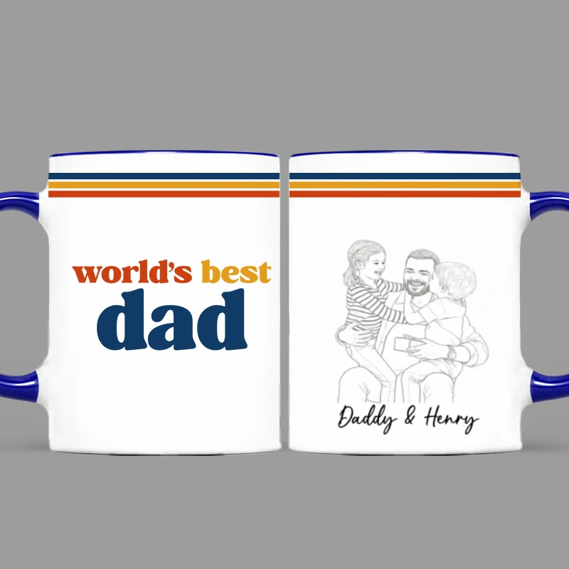 Retro World's Best Dad Pencil Sketch Art Style - Personalized Mug - Father's Day Gift For Dad, Husband - Image 9