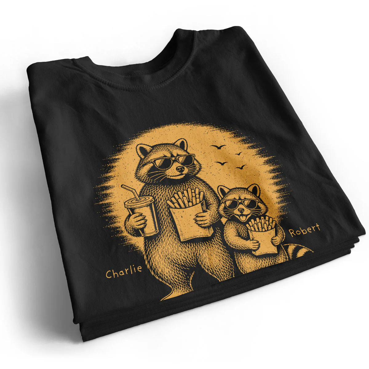 Retro Yellow Vintage Raccoon Dad Tax - Personalized Shirt - Funny Father's Day Gift For Dad, Husband - Image 5