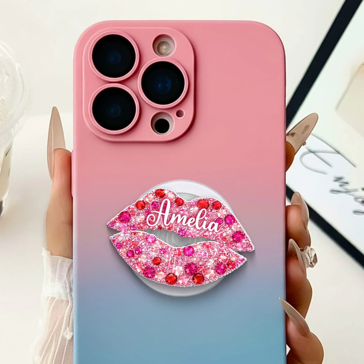 3D Effect Kiss Valentine - Personalized Acrylic Magnetic Phone Grip - Anniversary, Valentine's Day Gift, Gift For Her - Image 15