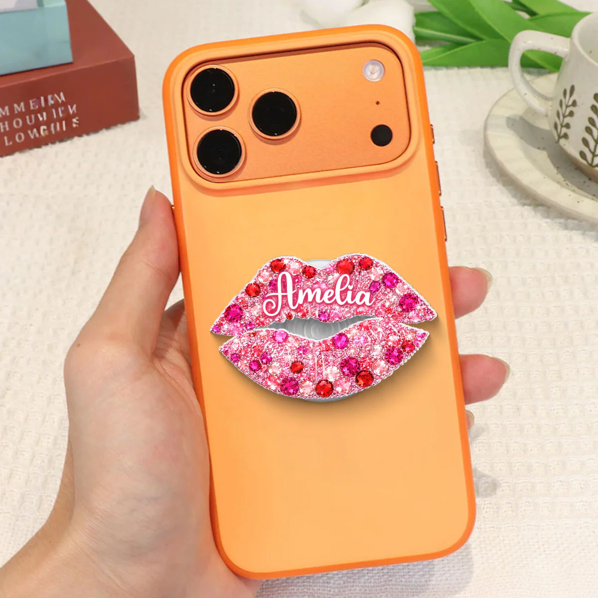 3D Effect Kiss Valentine - Personalized Acrylic Magnetic Phone Grip - Anniversary, Valentine's Day Gift, Gift For Her - Image 4