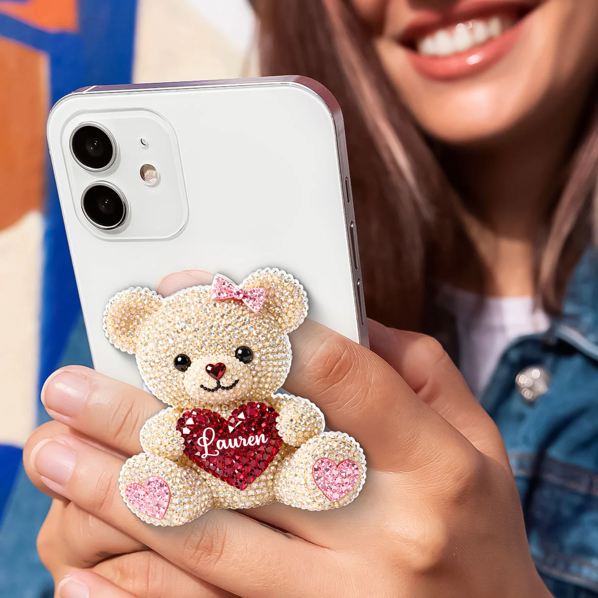 3D Effect Teddy Bear Valentine - Personalized Acrylic Magnetic Phone Grip - Anniversary, Valentine's Day Gift, Gift For Her - Image 8