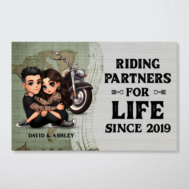 Riding Partners for Life Biker Couple Personalized Poster, Birthday, Anniversary Gift for him, Gift for her - Image 11