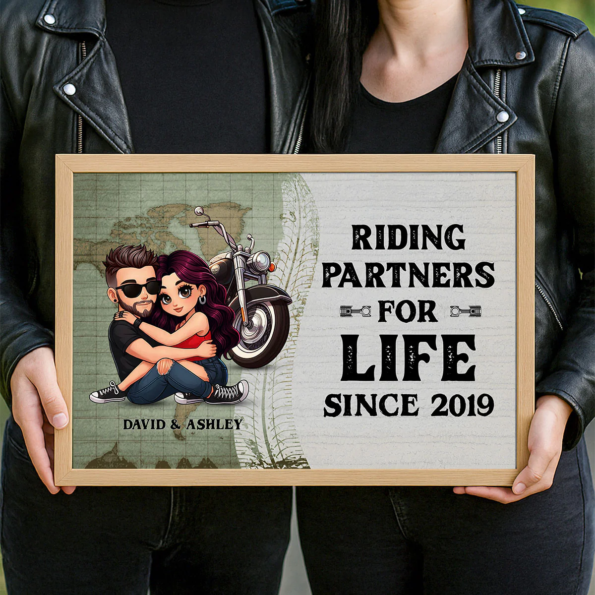 Riding Partners for Life Biker Couple Personalized Poster, Birthday, Anniversary Gift for him, Gift for her - Image 2