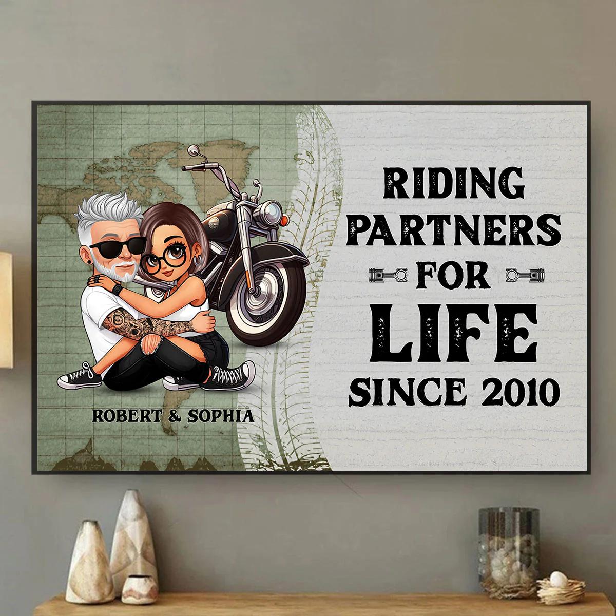 Riding Partners for Life Biker Couple Personalized Poster, Birthday, Anniversary Gift for him, Gift for her - Image 4