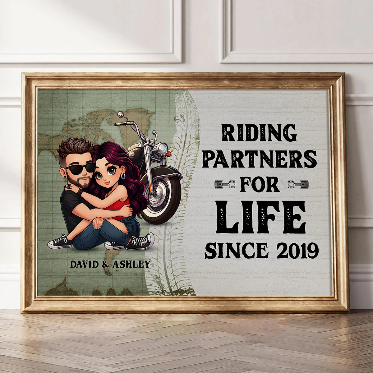 Riding Partners for Life Biker Couple Personalized Poster, Birthday, Anniversary Gift for him, Gift for her - Image 5