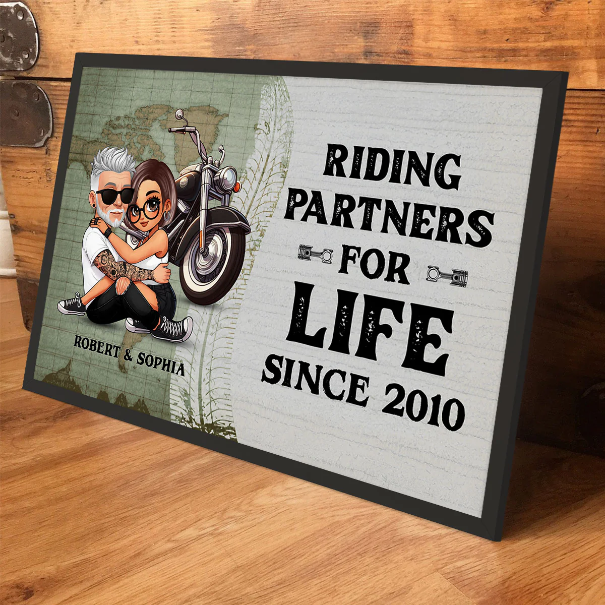 Riding Partners for Life Biker Couple Personalized Poster, Birthday, Anniversary Gift for him, Gift for her - Image 9