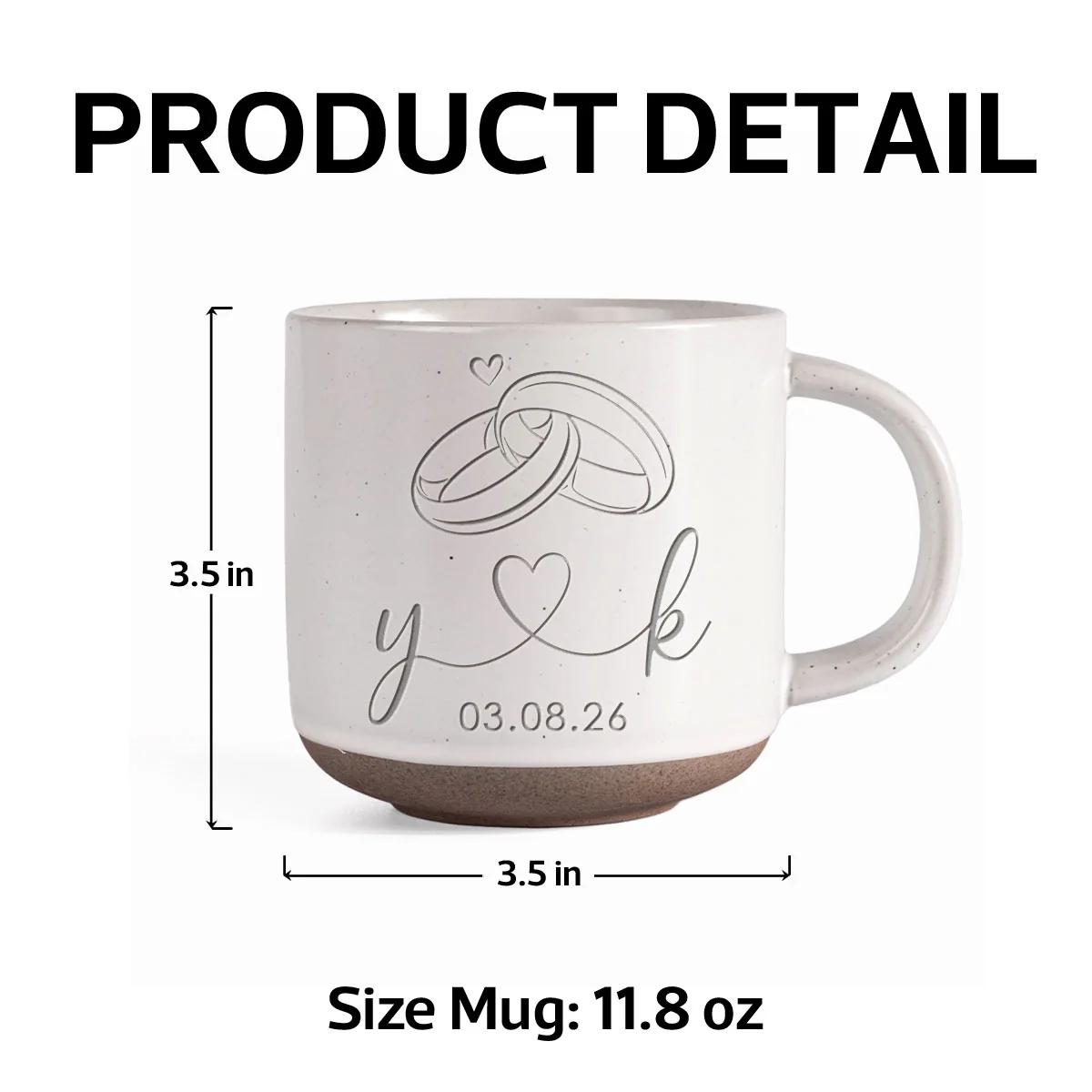 Rings Of Love - Personalized Pottery Mug - Anniversary, Engagement Gift For Couple - Image 3