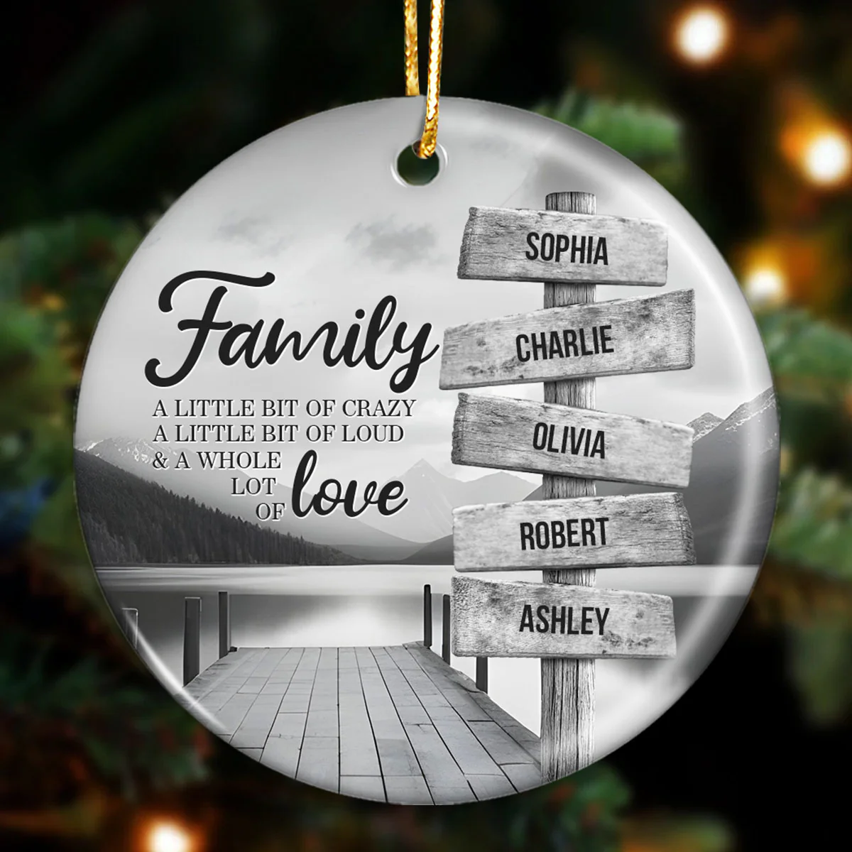 River Pier A Little Whole Lot of Love Family Personalized Ceramic Ornament - Image 3