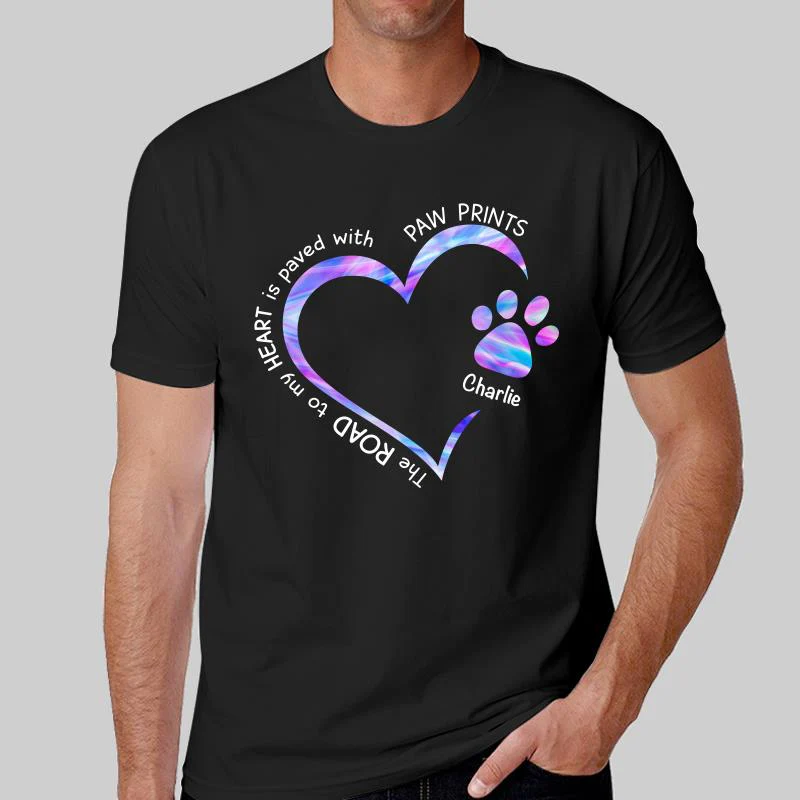 Road Paved With Paw Prints Colorful Personalized Hoodie Sweatshirt - Image 2