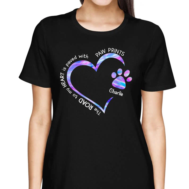 Road Paved With Paw Prints Colorful Personalized Hoodie Sweatshirt - Image 3