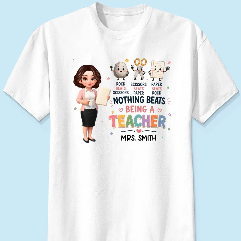 Rock Paper Scissors Nothing Beats Teacher - Personalized Shirt - Image 12