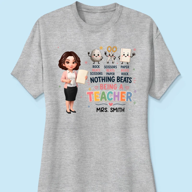 Rock Paper Scissors Nothing Beats Teacher - Personalized Shirt - Image 17
