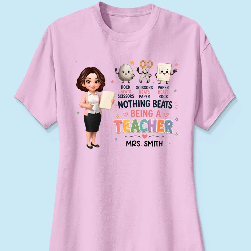 Rock Paper Scissors Nothing Beats Teacher - Personalized Shirt - Image 18
