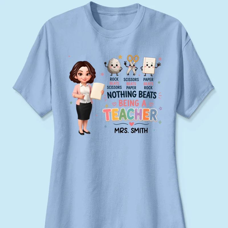 Rock Paper Scissors Nothing Beats Teacher - Personalized Shirt - Image 19