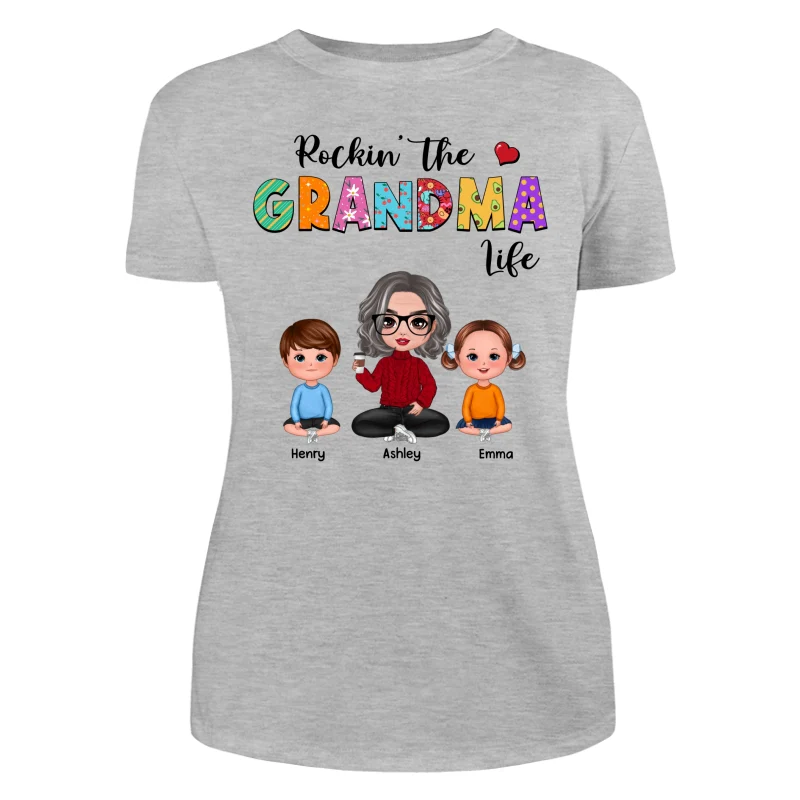 Rockin‘ Grandma Life Colorful Pattern Personalized Shirt - Image 10