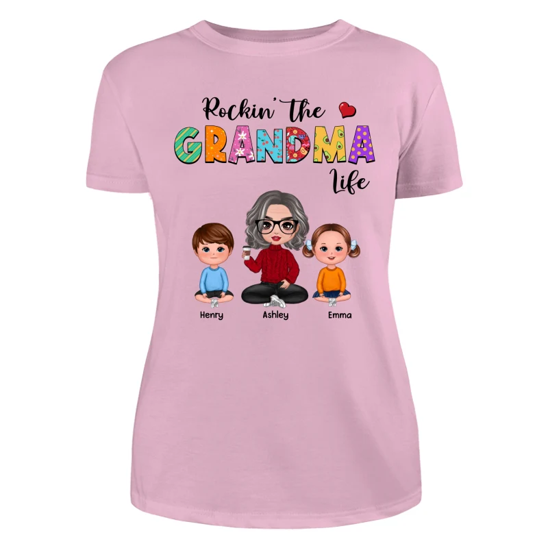Rockin‘ Grandma Life Colorful Pattern Personalized Shirt - Image 11